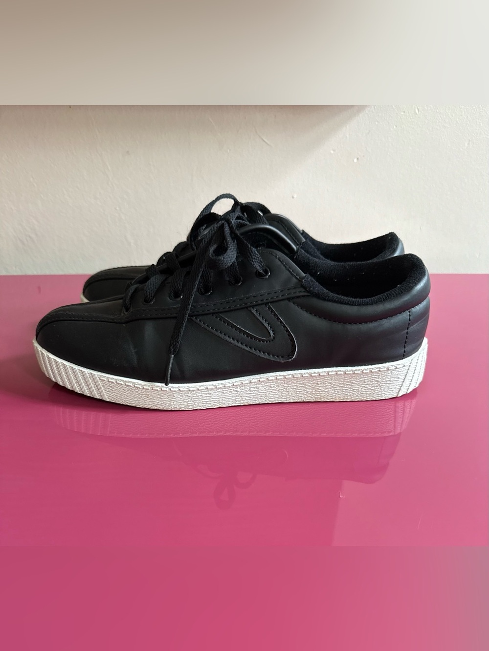 Tretorn Black Low-Top Sneakers with White Soles - Picture 3 of 5